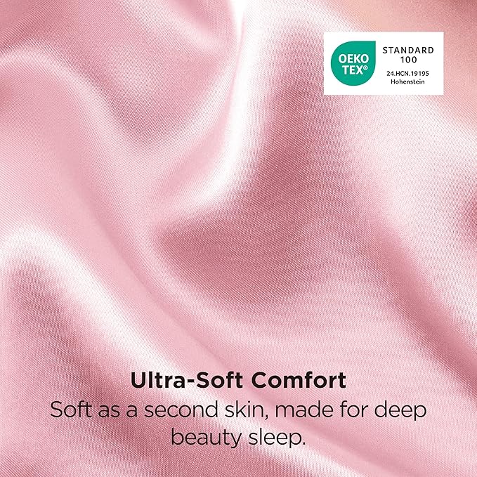 Bedsure Satin Pillowcase for Hair and Skin Queen, Similar to Silk Pillow Cases, Pillow Cases Set of 2 with Envelope Closure, Pink Christmas Room Decor Essentials for Girls, 20x30 Inches, 2pcs