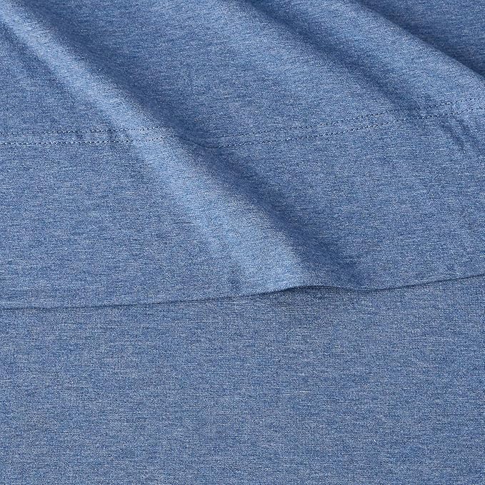 Amazon Basics 4 Piece Bed Sheets Set, 100% Cotton Jersey, Includes Super Soft, Flat and Fitted Sheets, Pillowcase, Queen, Chambray, Solid