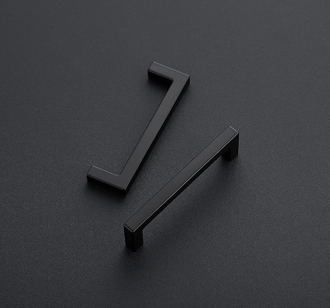 Ravinte 15 Pack Solid 3-1/2 Inch Center to Center Slim Square Bar Drawer Handles - Cabinet Hardware in Matte Black - Kitchen Handles and Pulls