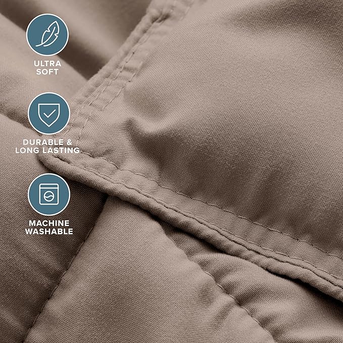 Bare Home Comforter Set - Twin/Twin Extra Long Size - Ultra-Soft - Goose Down Alternative - Premium 1800 Series - All Season Warmth (Twin/Twin XL, Taupe)