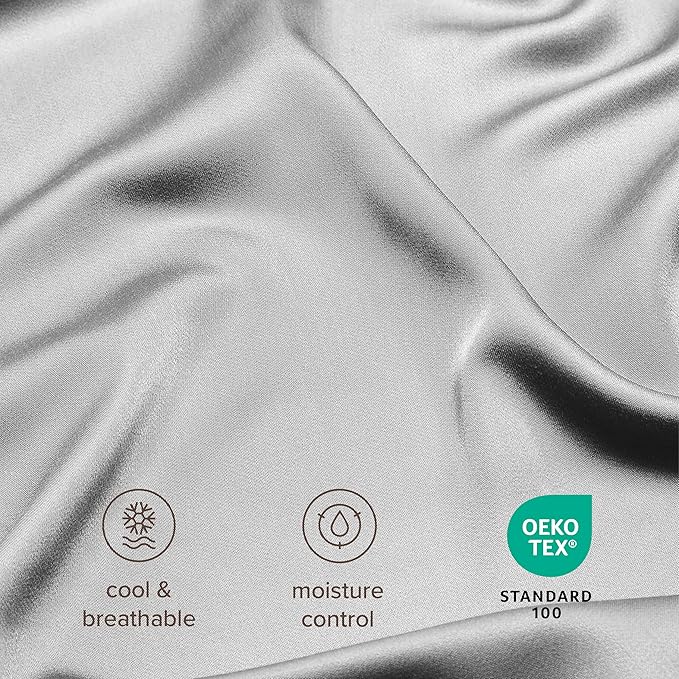 Bare Home 100% Rayon Made from Bamboo Luxury Twin Sheet Set - 3 Piece Bedding Set - Deep Pockets - Cooling Sheets - Breathable - Easy Fit - Soft Bedding Sheets & Pillowcases (Twin, Light Grey)