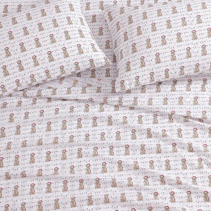 Tommy Bahama - King Size Sheet Set, Crisp & Cool Cotton Percale Bedding with a Smooth Lightweight Feel, 4 Piece Holiday Bed Sheets with Matching Pillowcases (Wrapped Up Red)