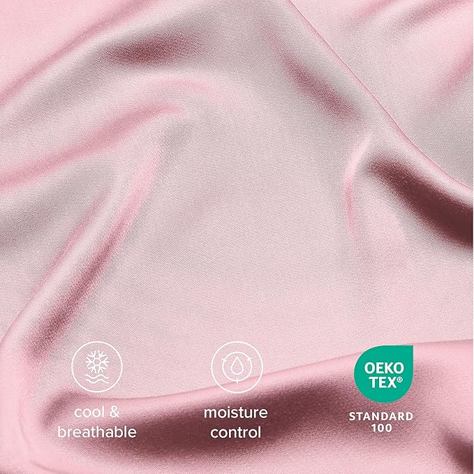 Bare Home 100% Rayon Made from Bamboo King Sheet Set - 4 Piece Bedding Set - Deep Pockets - Breathable - Easy Fit - Bedding Sheets & Pillowcases (King, Light Pink)