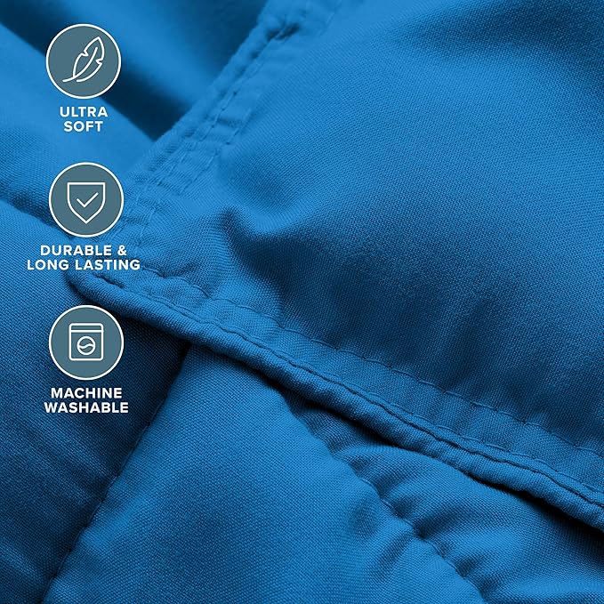Bare Home Comforter Set - Queen Size - Ultra-Soft - Goose Down Alternative - Premium 1800 Series - All Season Warmth (Queen, Medium Blue)