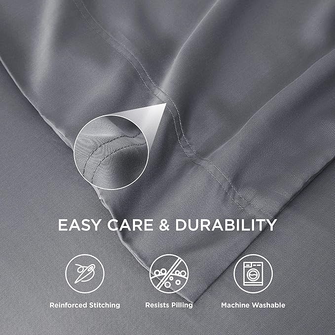 Bedsure Pillow Cases Standard Size, Cooling Pillow Cases, Rayon Derived from Bamboo Dark Grey Pillowcases Standard Set of 2, Breathable & Soft Bedding Pillow Cover with Envelope Closure, 20x26 Inches