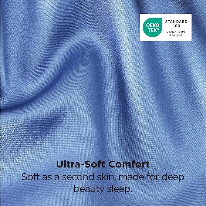 Bedsure King Size Satin Pillowcase Set of 2 - Sky Blue Silky Pillow Cases for Hair and Skin with Envelope Closure, Similar to Silk Pillow Cases, Gifts for Women Men, 20x36 Inches, 2pcs