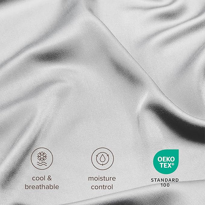 Bare Home 100% Rayon Made from Bamboo Split Head Flex King Sheet Set - 4 Piece Bedding Set - Deep Pockets - Breathable - Easy Fit - Bedding Sheets & Pillowcases (Split Head Flex King, Cloud Grey)