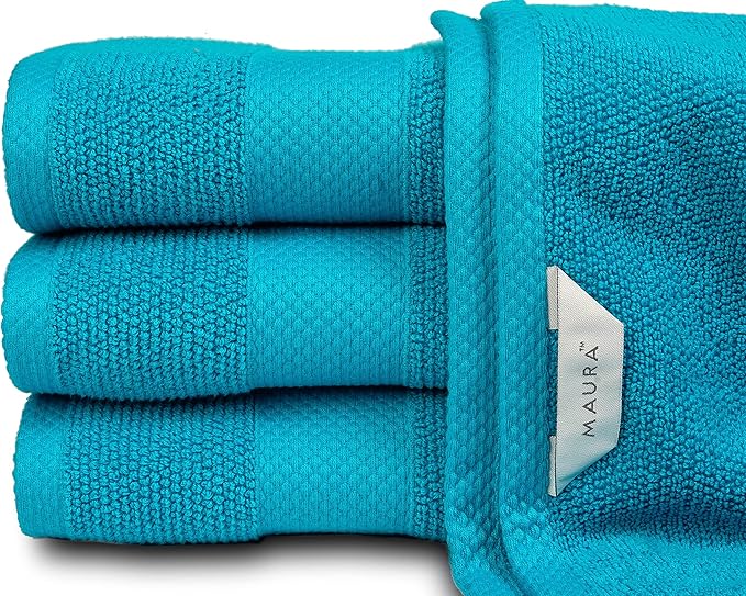 MAURA Premium Hand Towels 100% Cotton 16x30 Oversized Ultra Absorbent Quick Dry Soft Towels for Bathroom Extra Large Hand Towels, Turquoise