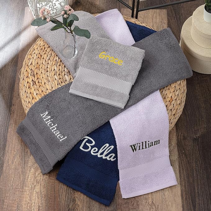 Personalized Towels - Customized Turkish Cotton Towel Set, Monogrammed Towels with Initials, Name & Embroidery, Idea or Weddings, Bridal Showers, Anniversaries, Housewarming, and New Home