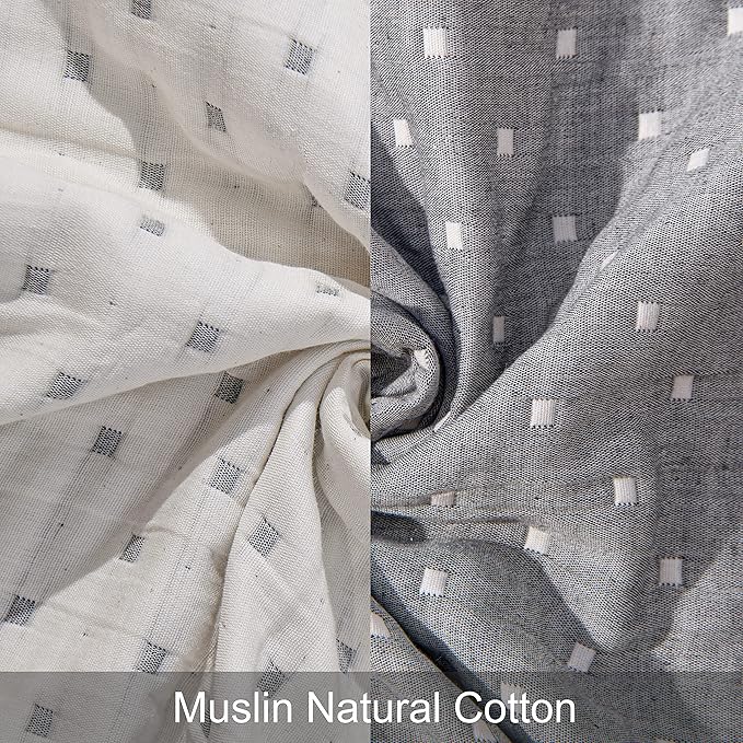 NTBAY 3 Layers Cotton Muslin 106x92 King Bed Blanket, Super Soft Breathable Thermal Yarn Dyed Quilt for Adults, Perfect Lightweight Blanket for Couch Sofa Bed All Seasons, Grey Dot