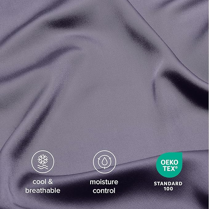Bare Home 100% Rayon Made from Bamboo Queen Sheet Set - 4 Piece Bedding Set - Deep Pockets - Breathable - Easy Fit - Bedding Sheets & Pillowcases (Queen, Dusty Purple)