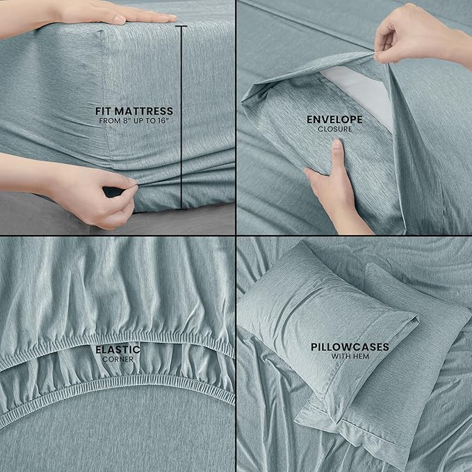 Utopia Bedding King Sheet Set – 4 Piece Bed Sheets for King Size Bed, Soft and Breathable Microfiber, Includes 1 Fitted Sheet, 1 Flat Sheet and 2 Pillowcases (Heather Grey)