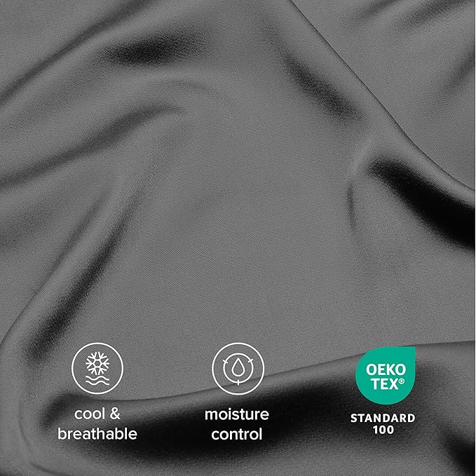 Bare Home 100% Rayon Made from Bamboo Luxury Sheet Set - 4 Piece Bedding Set - Deep Pockets - Cooling Sheets - Breathable - Easy Fit - Soft Bedding Sheets & Pillowcases (Split Head Flex King, Grey)
