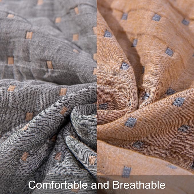 NTBAY 3 Layers Cotton Muslin 106x92 King Bed Blanket, Super Soft Breathable Thermal Yarn Dyed Quilt for Adults, Perfect Lightweight Blanket for Couch Sofa Bed All Seasons, Orange Dot