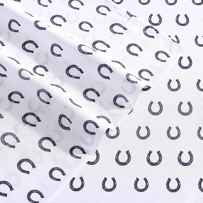 Wrangler - King Bed Sheets, Ultra-Soft & Lightweight Bedding with Matching Pillowcases, Lightweight Bed Set for All Season Comfort, Oeko-Tex Certified (Horseshoe Dots Navy)