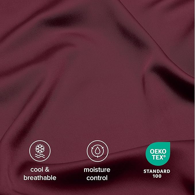 Bare Home 100% Rayon Made from Bamboo King Sheet Set - 4 Piece Bedding Set - Deep Pockets - Breathable - Easy Fit - Bedding Sheets & Pillowcases (King, Burgundy)