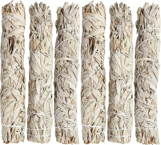 JL Local Wanderlust 9” White Sage Smudge Stick - Extra Large Smudging Wand Incense Stick for Cleansing, Purifying, Healing, Meditation, Yoga, Blessing (6 Pack)