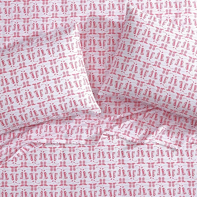 Wrangler - Full Bed Sheets, Ultra-Soft & Lightweight Bedding with Matching Pillowcases, Lightweight Bed Set for All Season Comfort, Oeko-Tex Certified (Knockin Boots Pink)
