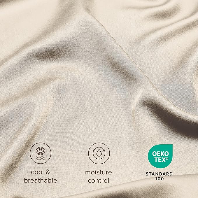 Bare Home 100% Rayon Made from Bamboo King Sheet Set - 4 Piece Bedding Set - Deep Pockets - Breathable - Easy Fit - Bedding Sheets & Pillowcases (King, Sand)