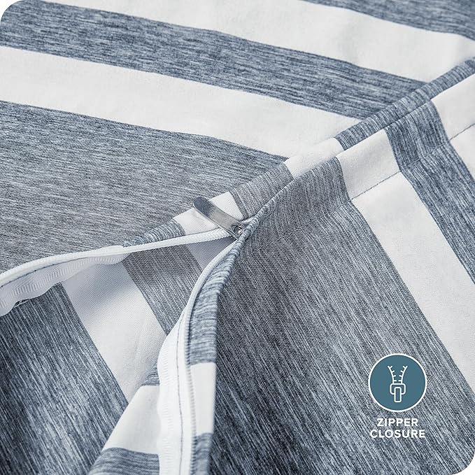 Bare Home Bedding Duvet Cover Extra Long Size - Premium 1800 Super Soft Collection - Lightweight - Soft Textured Duvet Cover (Twin/Twin XL, Stripe - Heathered Midnight Blue)