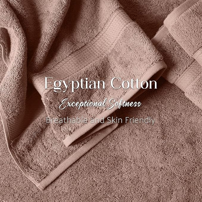 Superior Egyptian Cotton Pile 6-Piece Towel Set, 2 Bath, 2 Hand, 2 Face Towel/Washcloth, Heavyweight, Ultra Soft Luxury Towels, Thick Plush Essentials, Guest Bath, Spa, Hotel Bathroom, Muted Mauve