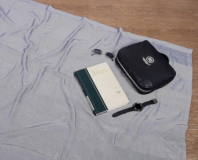 Threadmill Travel Blanket Cotton Viscose from Bamboo - Airplane Premium Soft Flight Grey Throw Blanket in Cloth Bag (Grey Color) Compact & Portable Blanket for Travel, Car, Picnic & Camping
