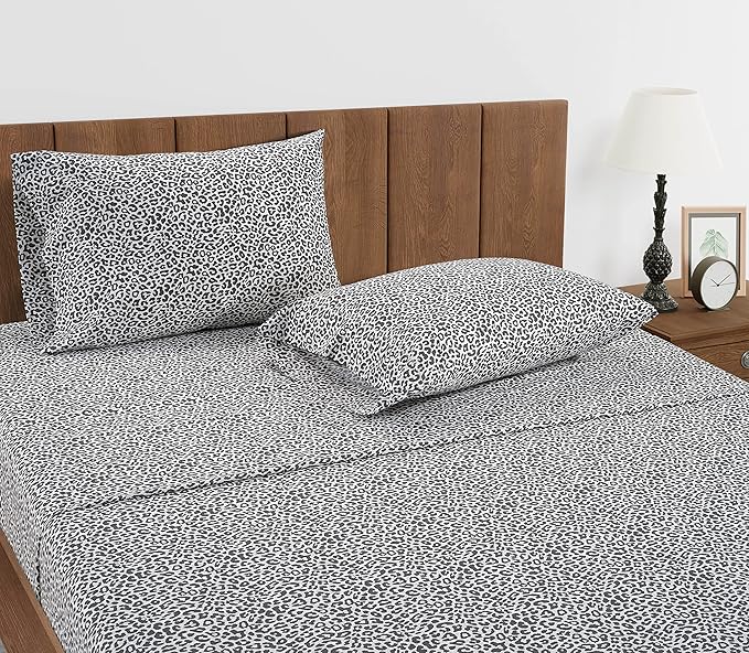LANE LINEN 100% Organic Cotton Twin XL Sheets Set 3-Piece Pure Percale Bedsheets Bedding Breathable Fits Mattress Upto 15" Deep - Cheetah