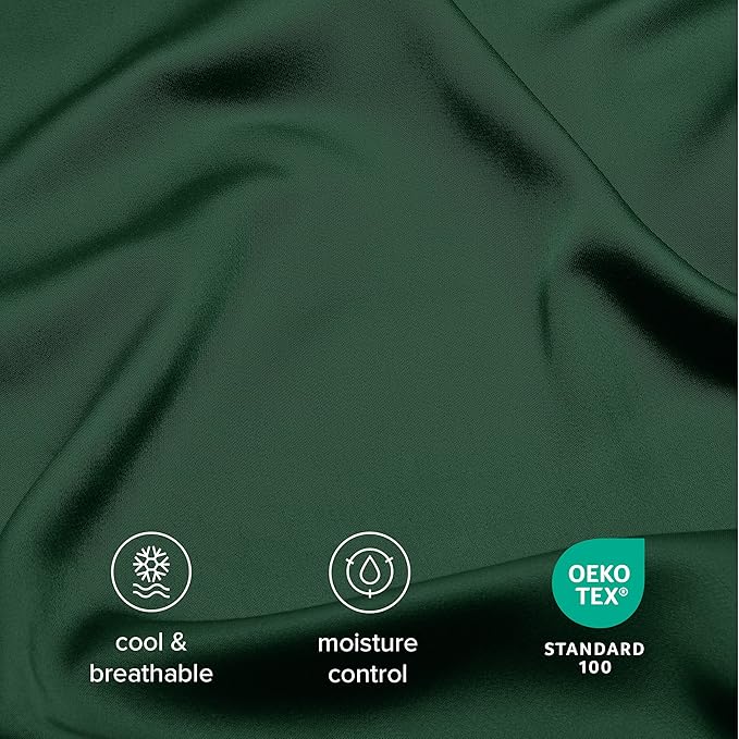Bare Home 100% Rayon Made from Bamboo Luxury Full Sheet Set - 4 Piece Bedding Set - Deep Pockets - Cooling Sheets - Breathable - Easy Fit - Soft Bedding Sheets & Pillowcases (Full, Forest Green)